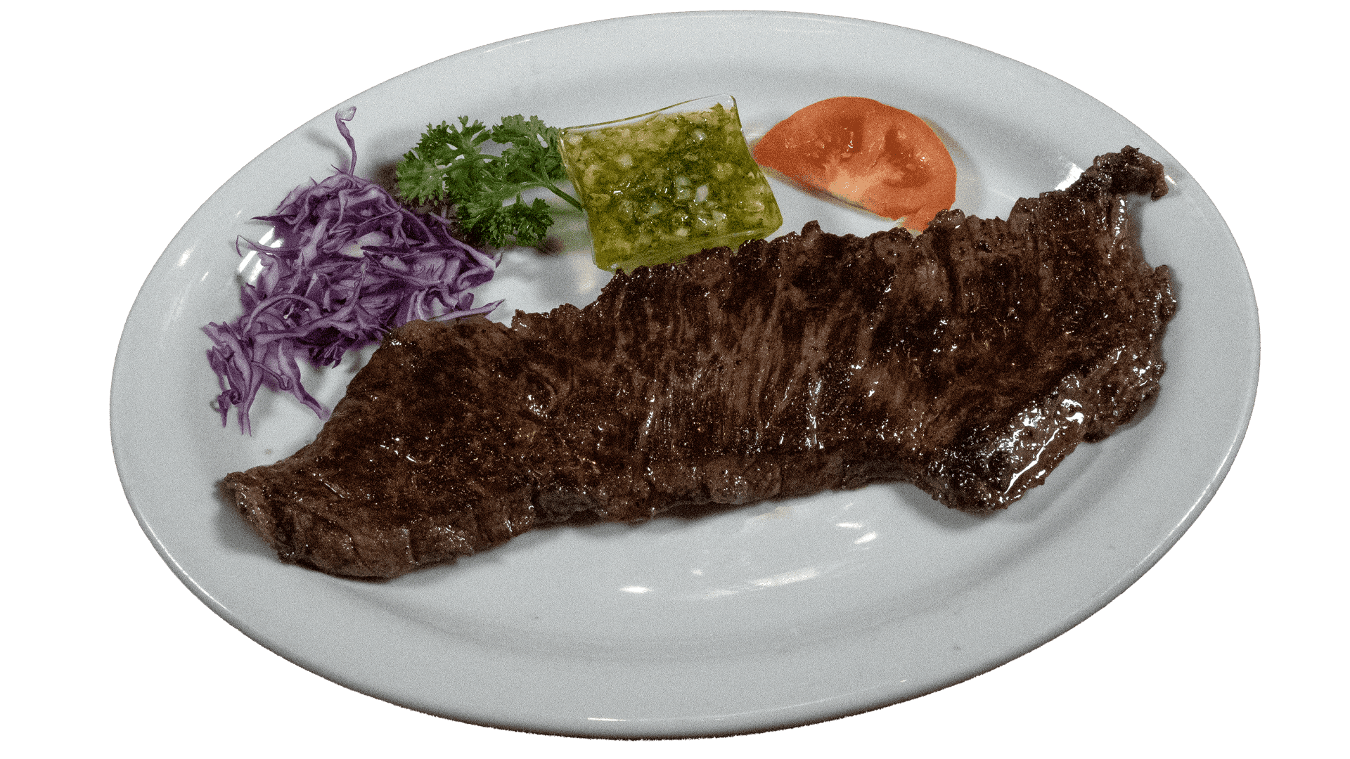 Churrasco with chimichurri, rice and plantains at Don Ramon