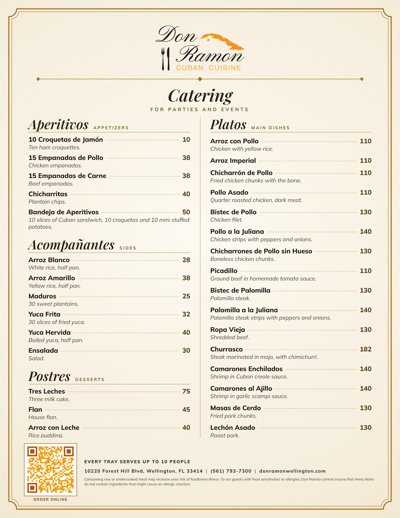 Don Ramon catering menu, page 1