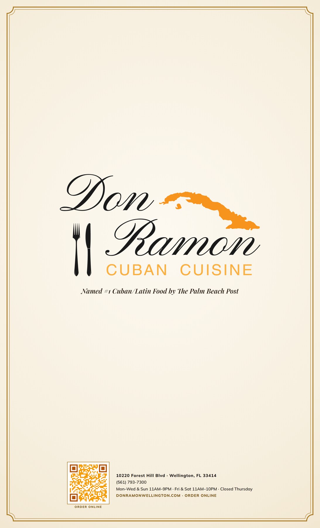 Don Ramon dine-in menu, page 1