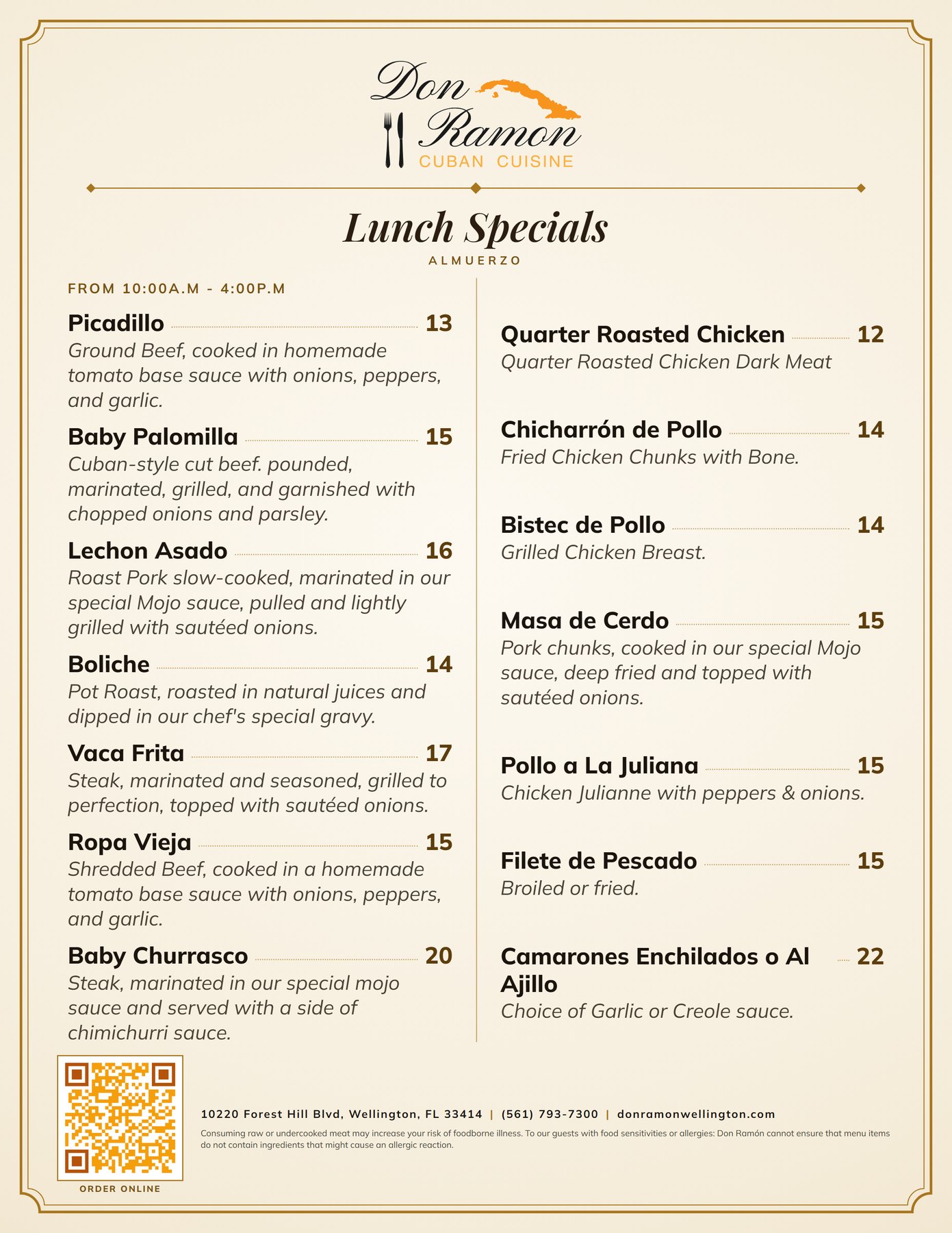 Don Ramon lunch specials, page 1